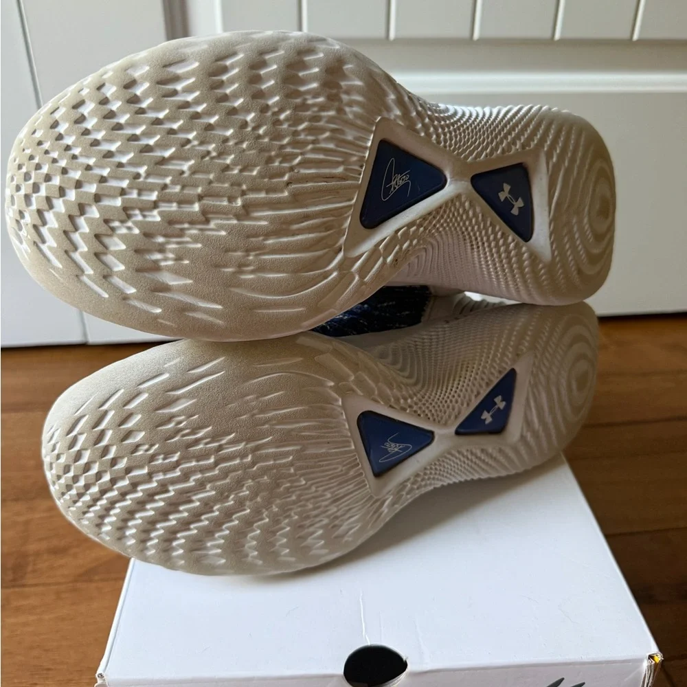 Under Armour Team Curry 9 Royal Blue and White Knit Basketball Shoes